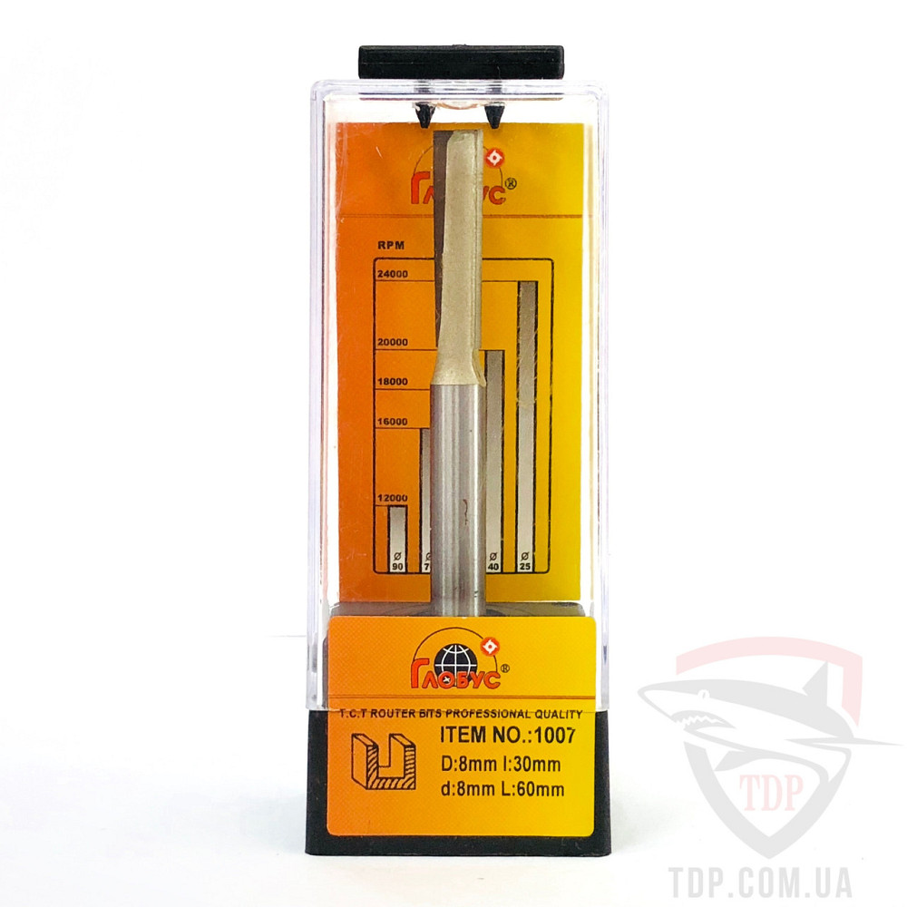 Фреза по дереву ГЛОБУС пазовая прямая 1007 D8 d8 h30 h90 Коломыя - изображение 1