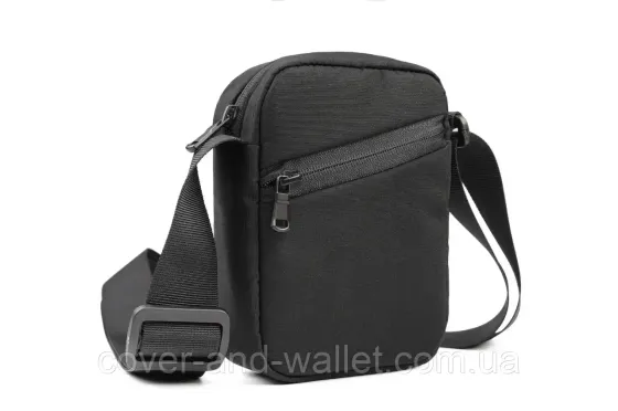 Маленька чоловіча сумка через плече чорного кольору з тканини Оксфорд 600 VIntage Київ