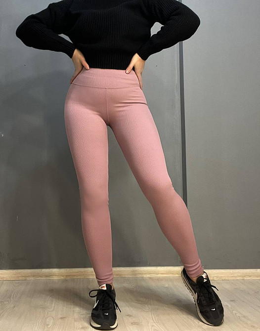 Лосини жіночі Lady Hurem 2395 рубчик широкий пояс утеплені рожеві, рожевий, S Київ - фото 1