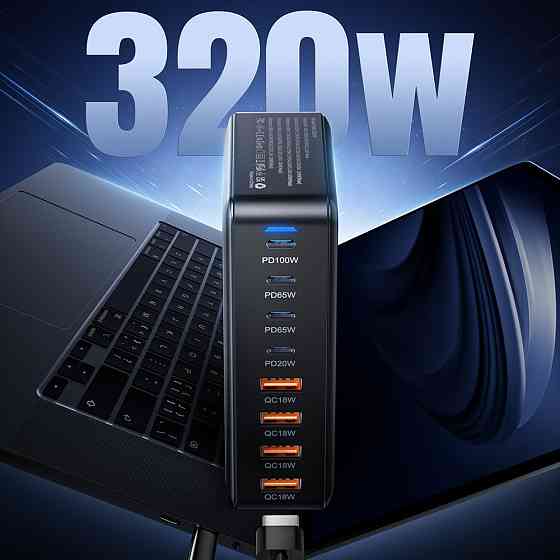 Мережевий зарядний пристрій Essager Engine 320 W 4xUSB-C+4xUSB-A Black (EZC320W-QJB0G-Z) ( 17393 ) Харьков