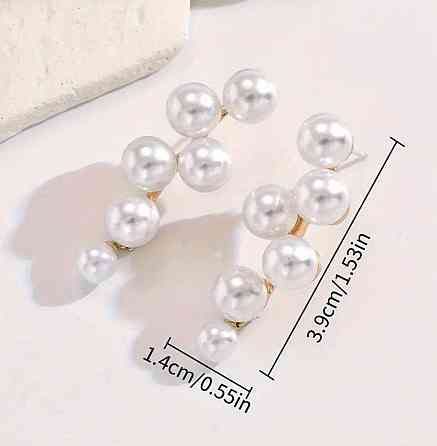 Сережки з перлинами гвоздики 39 на 14 мм білий Київ