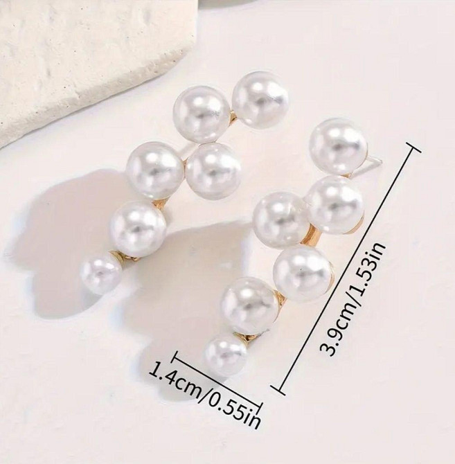 Сережки з перлинами гвоздики 39 на 14 мм білий Київ - фото 2