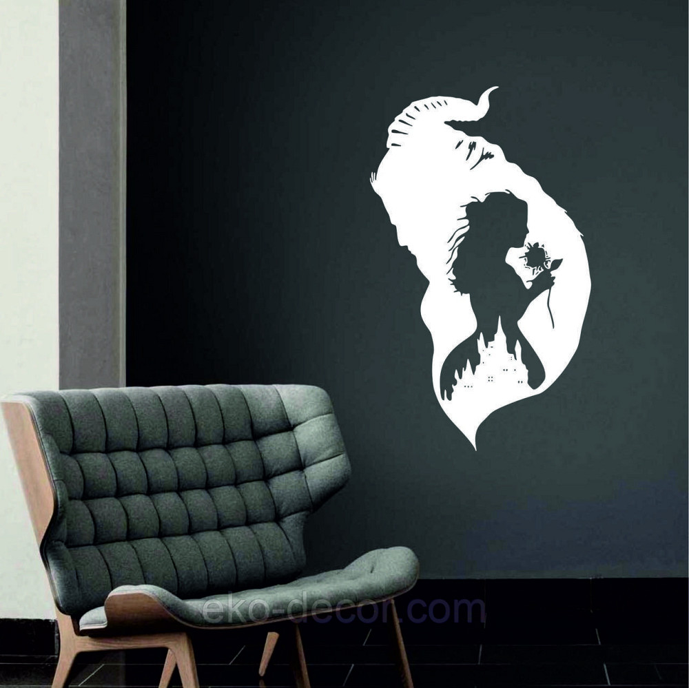 Декоративное настенное Панно «Красавица и чудовище», Декор на стену 110*66 см, Белый Киев - изображение 2