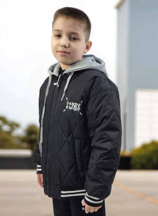 Куртка бомбер черная для мальчиков 122,128,134,140 Николаев