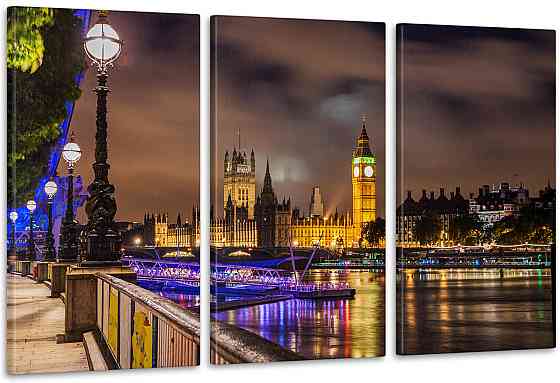 Модульна картина Нічної міста Арт-90_3А 70x130 см Київ