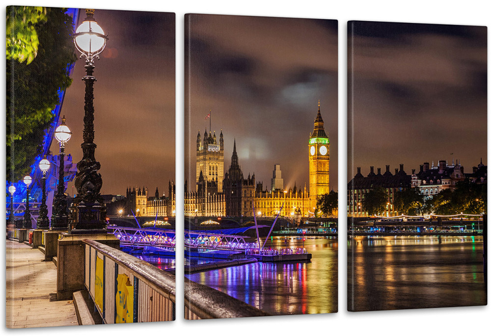 Модульна картина Нічної міста Арт-90_3А 70x130 см Київ - фото 1