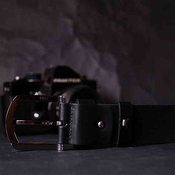 Превосходный ремень под джинсы из натуральной кожи Черный (GRANDE PELLE) Киев