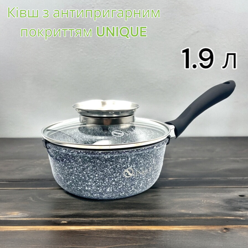 Ковш с антипригарным покрытием UNIQUE UN-5602 18см с крышкой Объемом 1.9 л Одесса - изображение 1