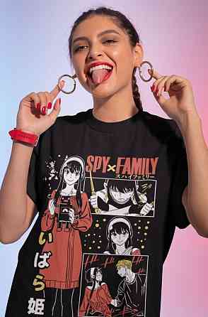 Футболка з аніме принтом Шпигун і сім’я оверсайз (S/M/L) Чорний AnimeJ1135 Дніпро