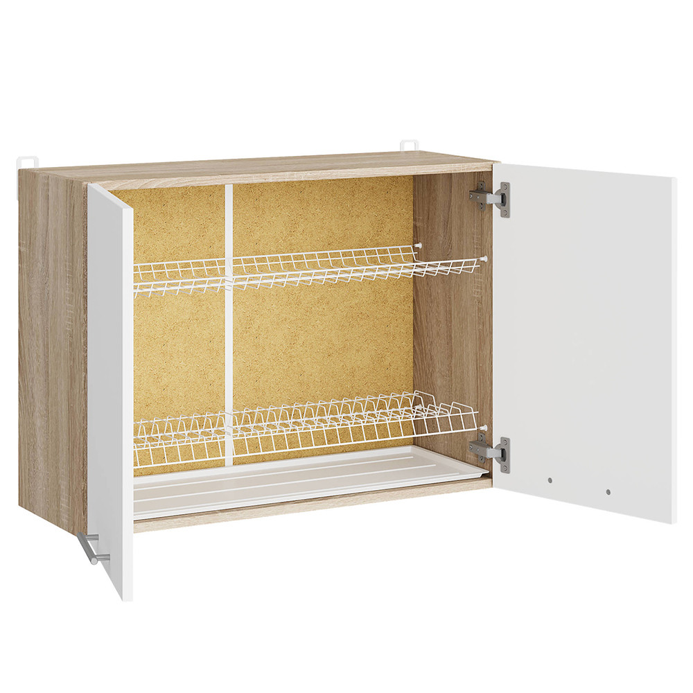 Кухонный модуль с сушилкой для посуды Эверест Эко 800 дуб сонома/нимфея альба (белый) 80х30х58 см (DTM-071007) Львов - изображение 2