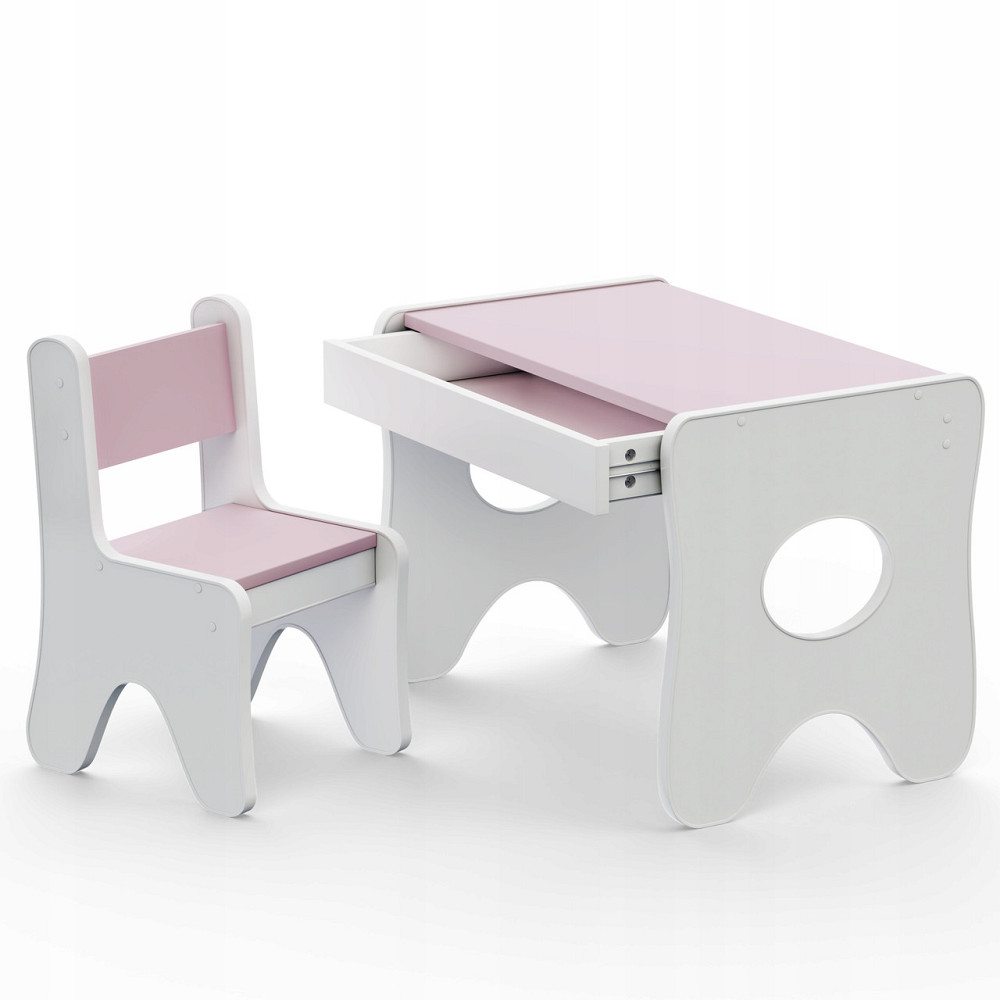 Зручний столик в дитячу кімнату 70×45×51, дитячий гральний стіл з шухлядкою, білий з деревом 1, Рожевий, ламінована ДСП, № 1, ДСП, ДСП Київ - фото 2