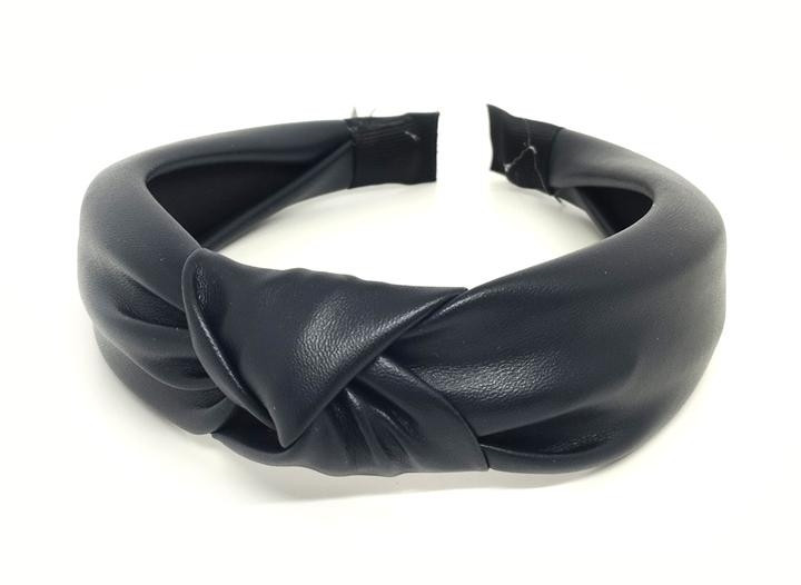 Обруч для волосся чалма екошкіра темно-синій Київ - фото 1