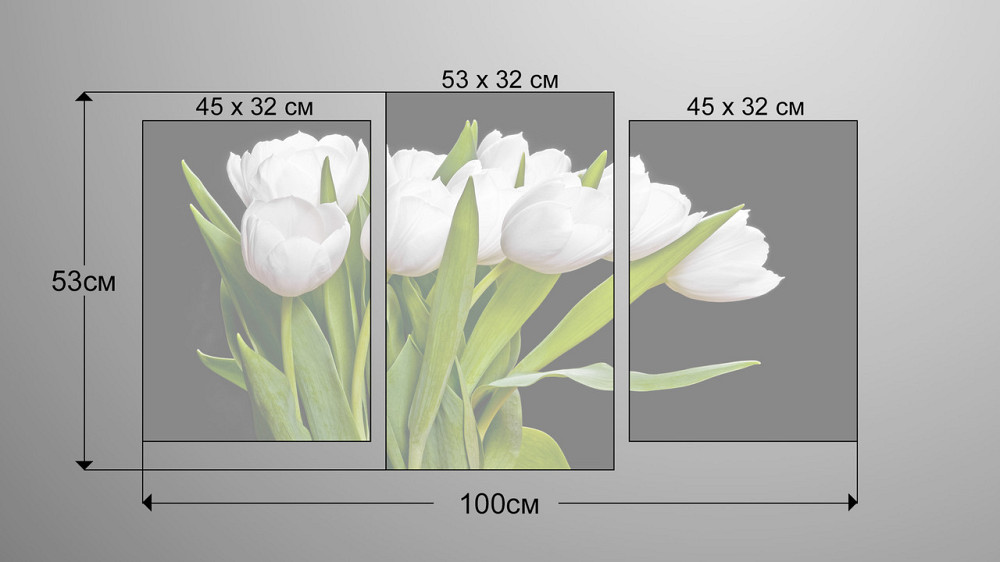 Модульна картина Квіти Тюльпани (53х100см) Art-86_3 Київ - фото 3