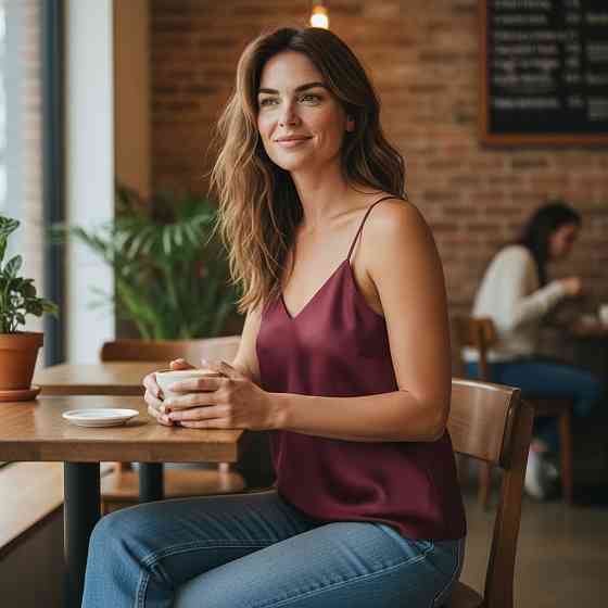 Шовкова майка на тонких бретельках Бордовий M/L Харків