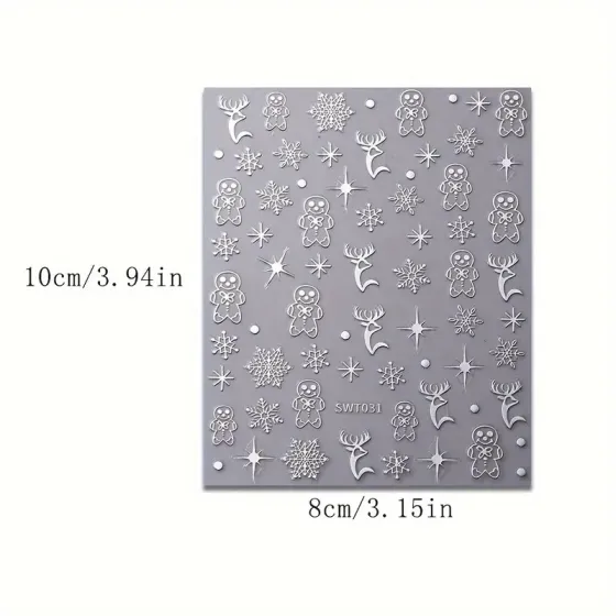 3D наклейки для ногтей зимние / новогодние — олени, снежинки, пряники, звезды (набор 3 шт) Киев