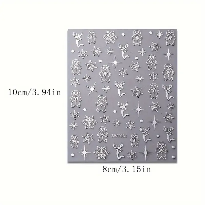 3D наклейки для ногтей зимние / новогодние — олени, снежинки, пряники, звезды (набор 3 шт) Киев - изображение 2