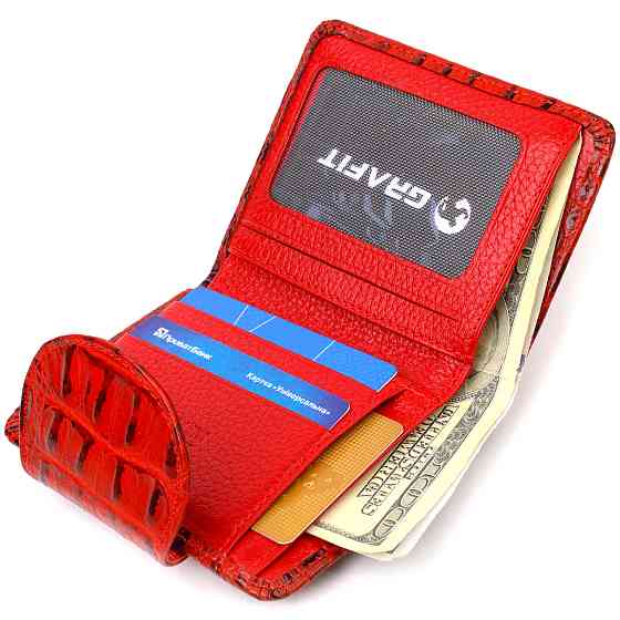 Жіноче фактурне портмоне середнього розміру з натуральної шкіри з тисненням під крокодила CANPELLINI 21807 Червоне Київ