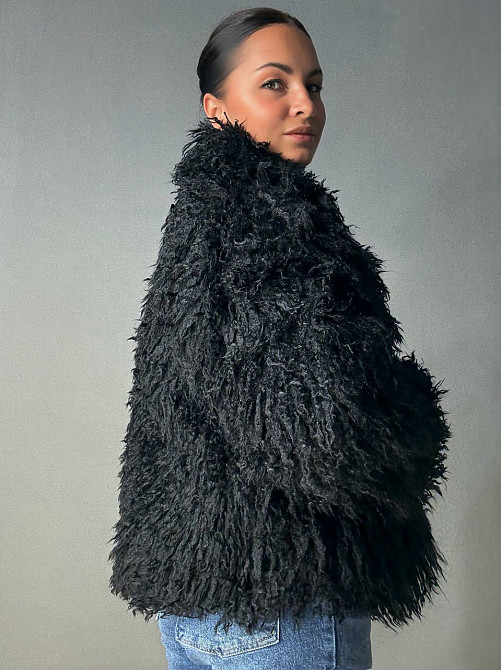 Шуба жіноча Lady Yep 10018 штучна під ламу з коміром чорна, чорний, M Київ - фото 13