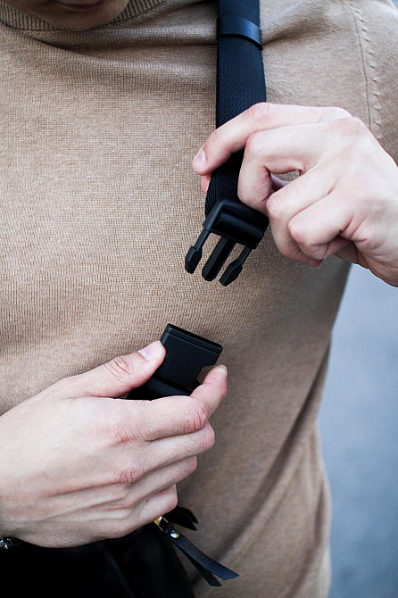 Кроссбоді, бананка із натуральної гладкої шкіри, шкіряна сумка на пояс SKILL (Чорна) Суми - фото 11