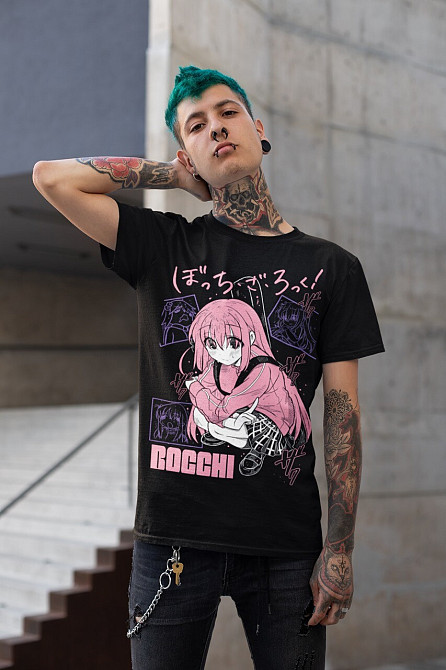 Футболка аниме Хитори Готоу Боккхи Рокк оверсайз (S/M/L) Черний AnimeJ0320 Днепр - изображение 5