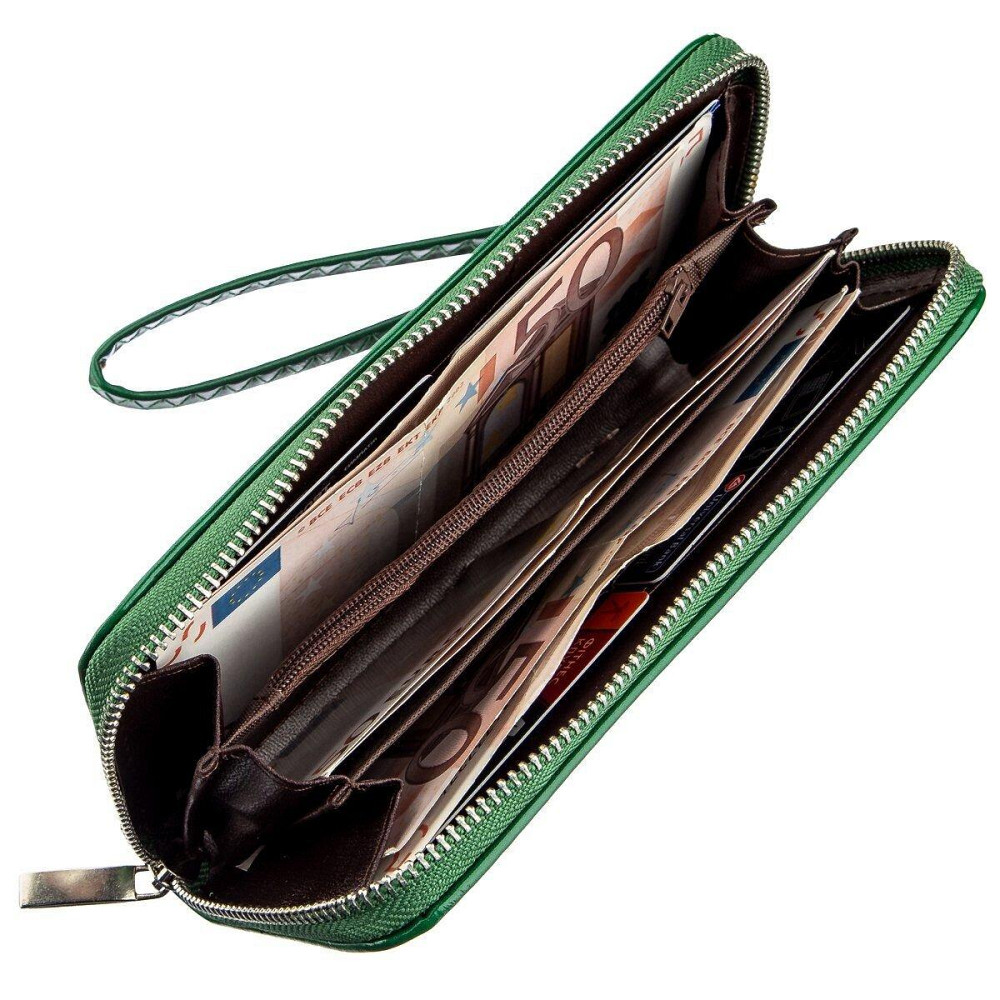 Гаманець жіночий на одну блискавку з екокожі гладкий KIVI 19034 Зелений Київ - фото 3