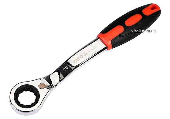 Ключ накидний, вигнутий з тріщаткою YATO: М20,HRC 42-48, Cr-V,з прогумованою ергономічною ручкою(DW) Одеса