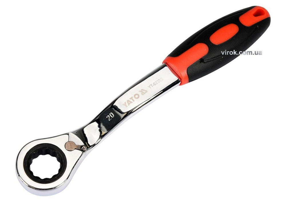Ключ накидний, вигнутий з тріщаткою YATO: М20,HRC 42-48, Cr-V,з прогумованою ергономічною ручкою(DW) Одеса - фото 1