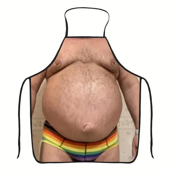 Передник с приколом с голым мужским торсом 80 на 60 см разноцветный Киев - изображение 1