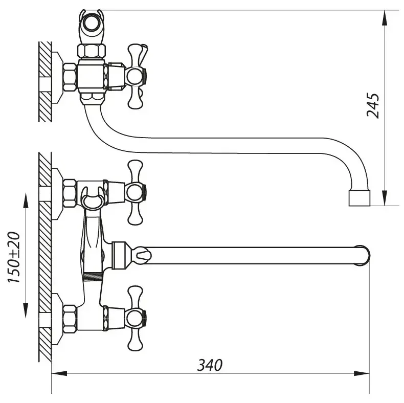Змішувач для ванної універсальний Zerix DFR-A 722 двовентильний напівоборотний (ZX0013) Чернівці - фото 5