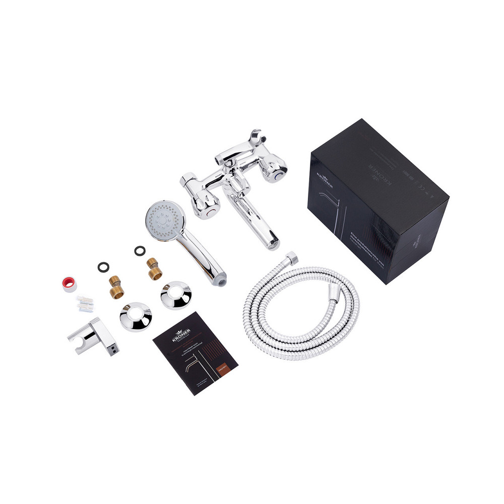 Змішувач для ванни Kroner KRP Hamburg - C060 з душовим гарнітуром, хром Київ - фото 8