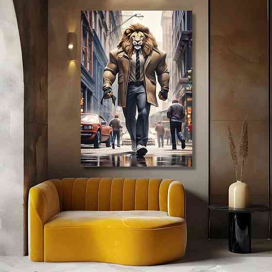 Картина Холсті в спортзал  Лев  KLM_12 100х150 см Киев