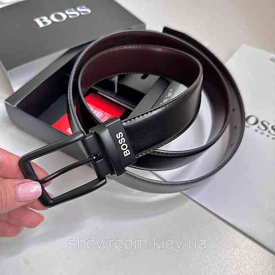 Мужской двусторонний ремень и две пряжки Boss (203-1) Киев
