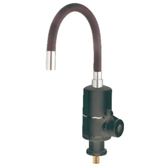 Электро-кран Zerix ELW06-F Black 3.3 кВт черный с силиконовым изливом (ZX5032) Черновцы