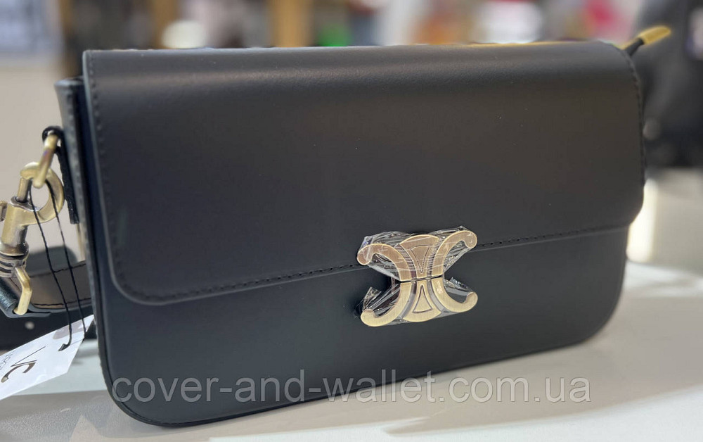 Стильная женская сумка среднего размера из итальянской кожи (черная) Virginia Conti Киев - изображение 2