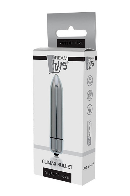 Мини вибромассажер DREAM TOYS 10-SPEED CLIMAX BULLET SILVER Sex Aura Киев - изображение 2