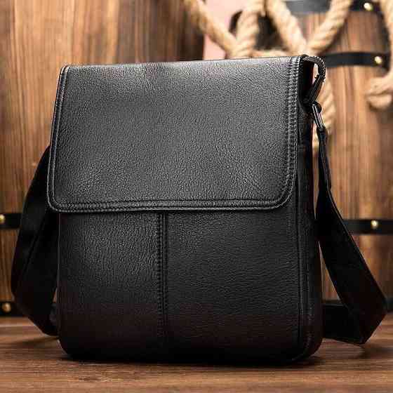 Сумка-мессенджер кожаная Черная (Vintage) Киев