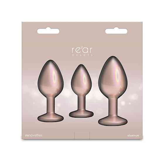 Набор анальных пробок NS Novelties Rear Assets - Trainer Kit - Iridescent Champagne - Clear Gem Sex Aura Киев