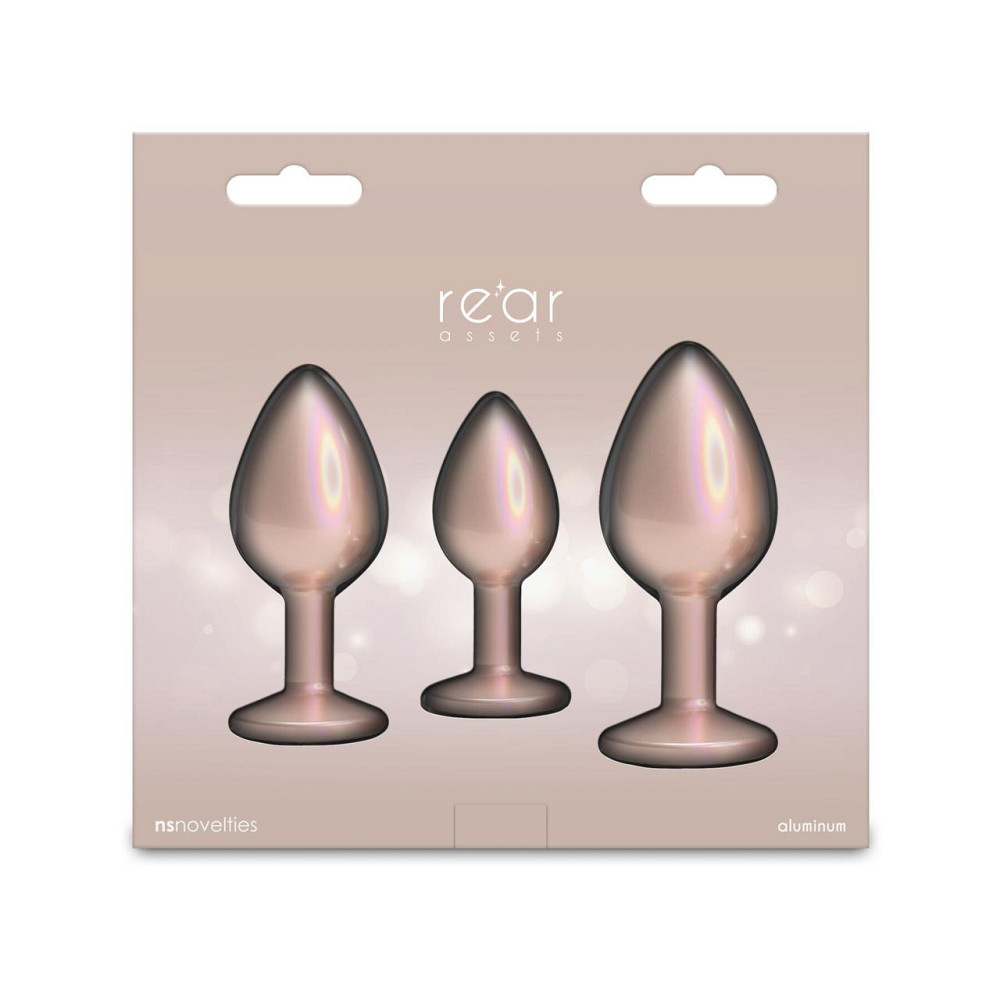 Набор анальных пробок NS Novelties Rear Assets - Trainer Kit - Iridescent Champagne - Clear Gem Sex Aura Киев - изображение 4