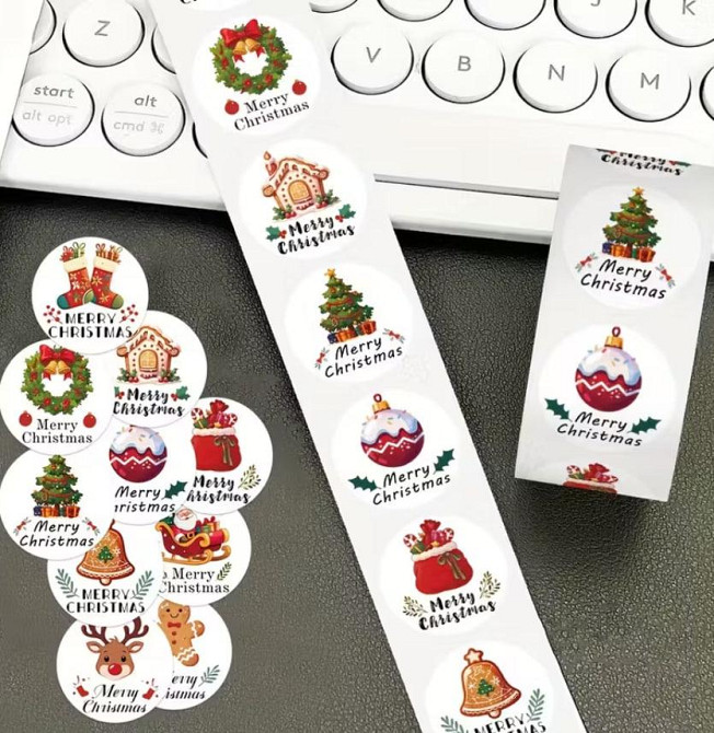 Набор рождественских наклеек 500 шт – праздничные стикеры 10 вариантов дизайна Киев - изображение 5