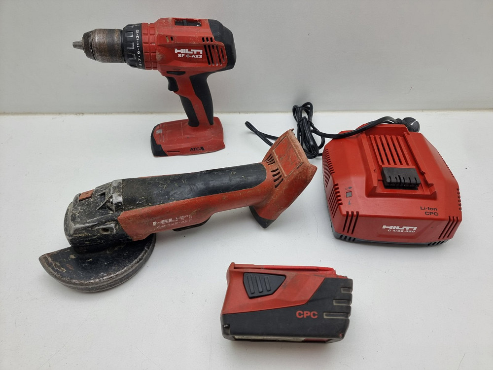Набір інструментів Hilti (дриль-шуруповерт, болгарка, акумулятор, зарядна станція)(товар вживаний) Луцьк - фото 1