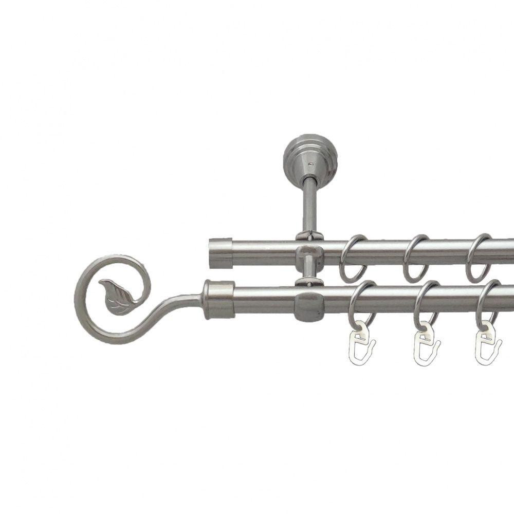 Карниз Orvit Лукка металевий дворядний відкритий гладка труба кільце металеве Нержавіюча Сталь 16\16 мм 200 см Львов - изображение 1