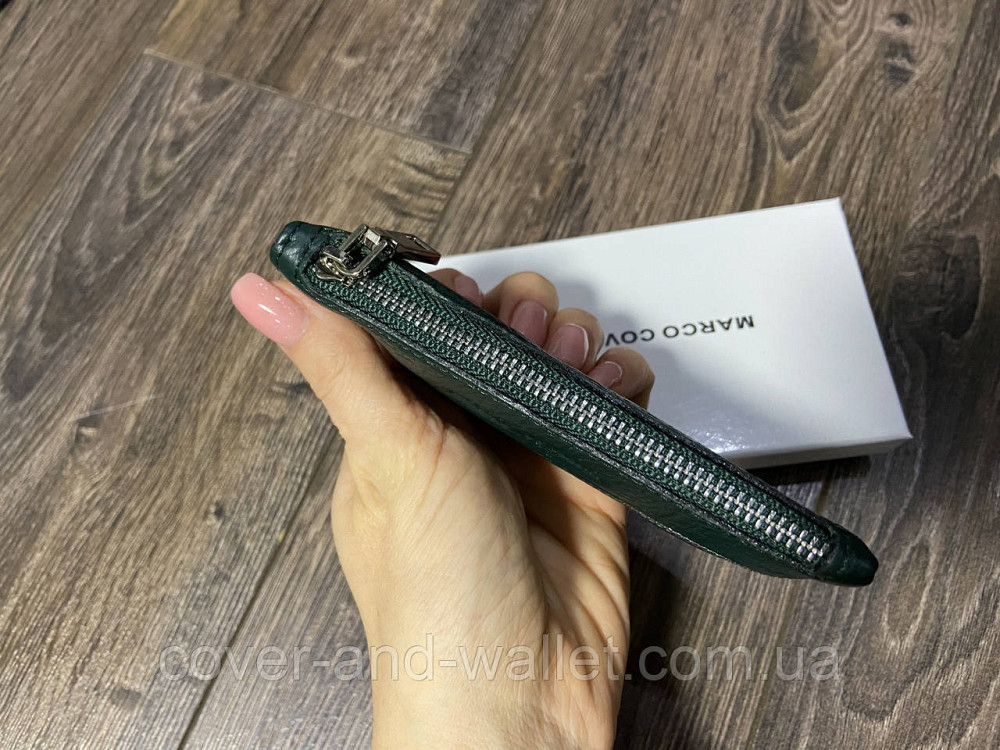 Зеленая кожаная ключница на молнии с карабинами Marco Coverna Киев - изображение 4