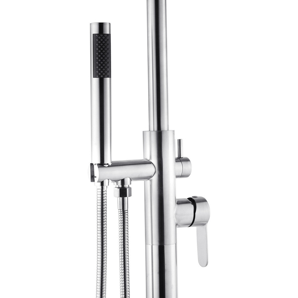 Змішувач для ванни для підлоги Kroner KRP Edelstahl Klassisch - ESG077 з душовим гарнітуром,  сатин Київ - фото 7