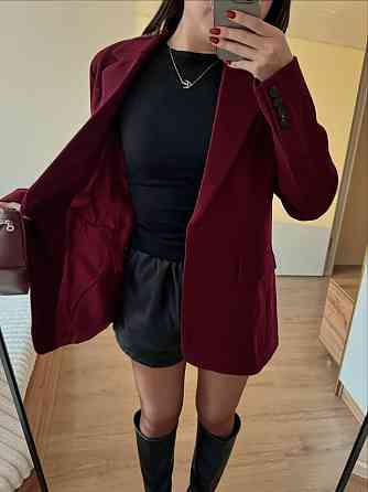Женский классический пиджак-пальто из кашемира меланж Бордовый, 44 Одесса