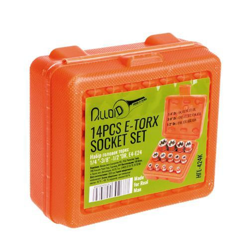 Набір торц головок зовнішній торкс 1/4"-3/8"-1/2"DR, Е4-Е24, 14 предм Alloid Одеса - фото 2