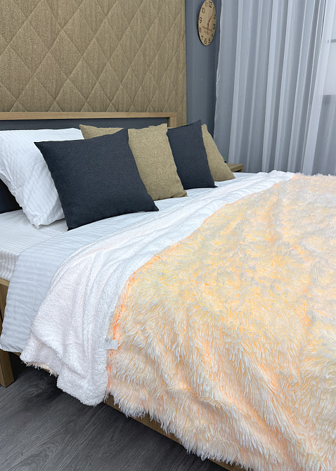 Плед-покривало 200х230 см (+-10см) Травка на овчині колір кремовий з білим (87-220) Київ - фото 2