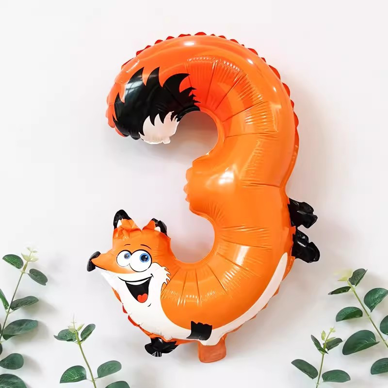 Шарик цифра 3 Лисичка 16 дюймов разноцветный Киев - изображение 1