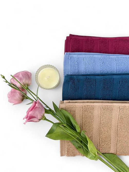 Комплект рушників Ideal Textile Косичка 2 шт (50х100 см 70х140 см) (56860755) Малиновий Чернівці - фото 4