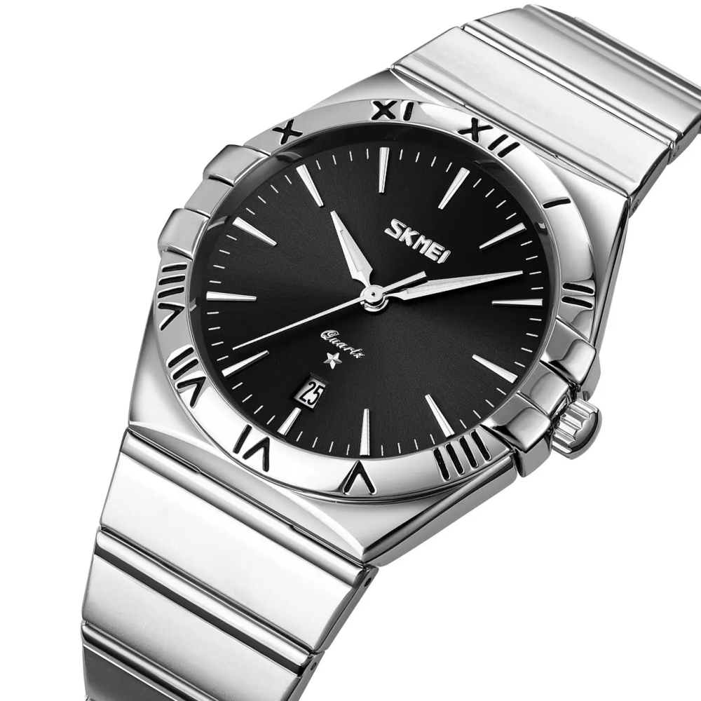 Чоловічий класичний годинник Skmei 9257 (Сріблястий з чорним циферблатом) Вінниця - фото 2