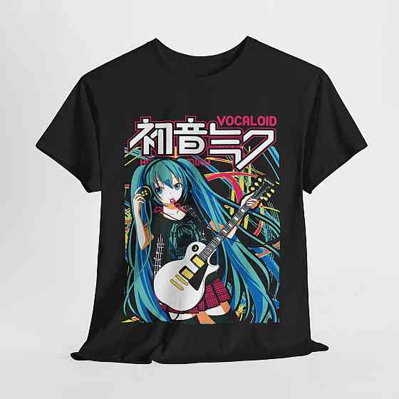 Футболка з аніме принтом Хатсуне Міку Аніме Гірл оверсайз (S/M/L) Чорний AnimeJ0776 Дніпро